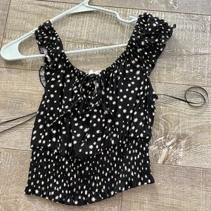 Black with daisies crop top